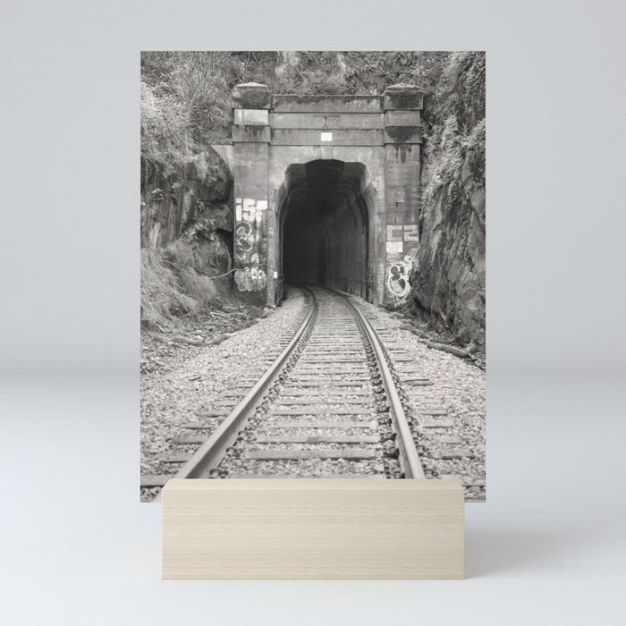 Bellingham Railroad Tunnel, Washington Trains, Northwest Landscape, Sepia Print Mini Art Print