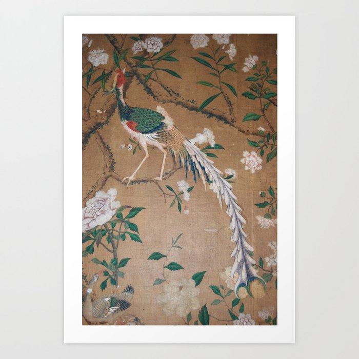 Antique French Chinoiserie in Tan & White Art Print
