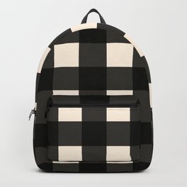 Large Gingham Check Pattern in Black and Almond Cream Backpack