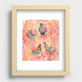 Four Chickens is a Party Recessed Framed Print