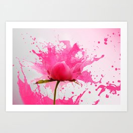 Pink Flower Abstract Paint Splatter Art Print | Paintsplatter, Flower, Pinkflower, Unique, Modern, Abstract, Droplets, Paint, Nature, Floral 