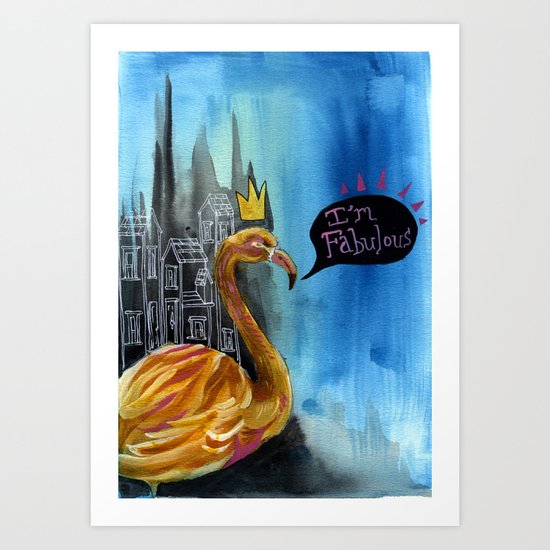 Golden Flamingo Art Print