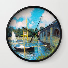 Claude Monet (French, 1840-1926) - Title: The Bridge at Argenteuil (Le Pont routier, Argenteuil) - Date: 1874 - Style: Impressionism - Genre: Landscape art - Media: Oil on canvas - Digitally Enhanced Version (1800 dpi) - Wall Clock