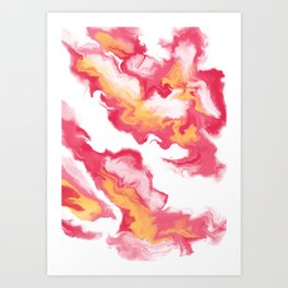 Acrylic Pour Pink and Yellow Art Print