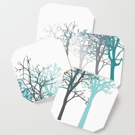 Trees teal and grey Coaster