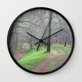 Pine Forest Road Wall Clock | Road, Landscape, Roomart, Homedecor, Scenic, Pines, Photo, Pinecones, Woodland, Nature 