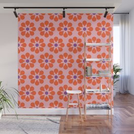 Retro Mid Century Modern Floral Pattern Wall Mural