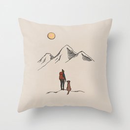 Hiking with Dogs Throw Pillow