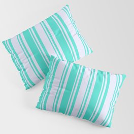 [ Thumbnail: Lavender & Turquoise Colored Pattern of Stripes Pillow Sham ]