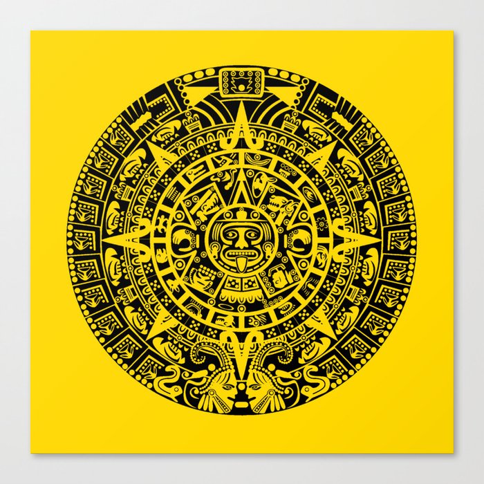 Mayan Calendar // Yellow Canvas Print
