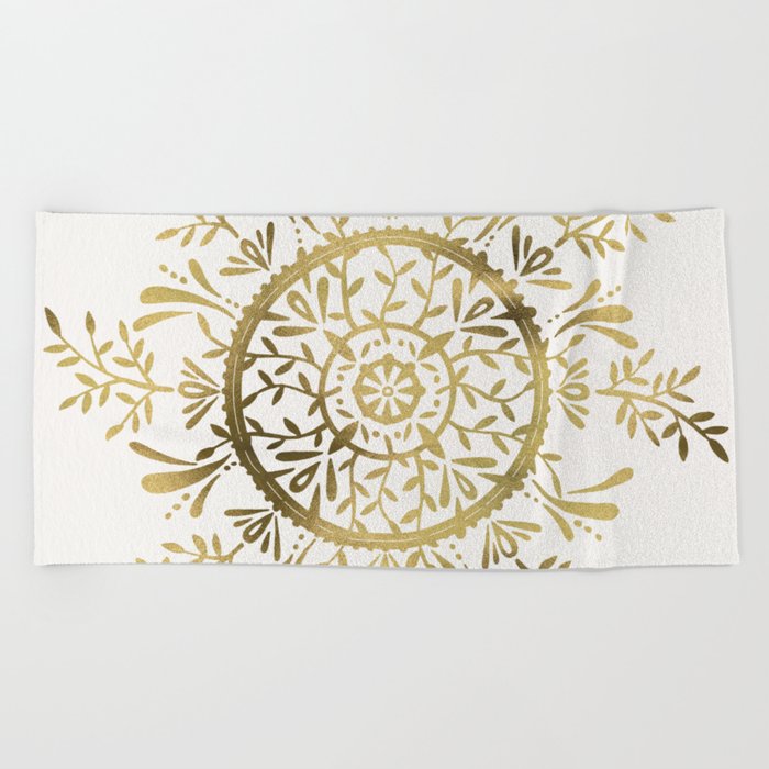 Leaf Mandala – Gold Palette Beach Towel