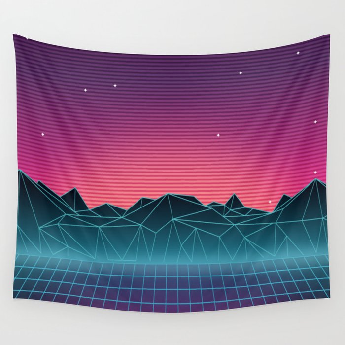 Vaporwave Landscape of the Future Wall Tapestry