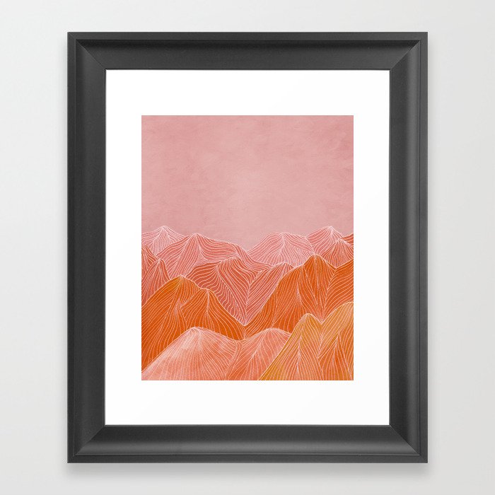 Lines in the mountains - pink II Framed Art Print