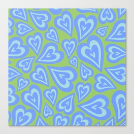 Retro Swirl Love - Green blue Canvas Print