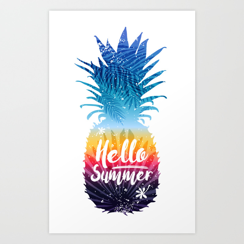 Pineapple Hello Summer Art Print By Arinasavelieva Society6