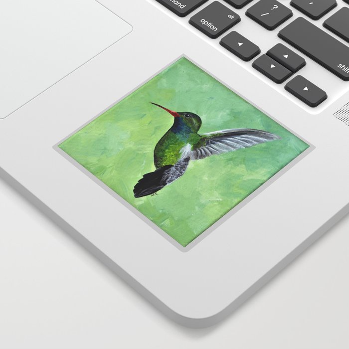 Green Hummingbird Art, Small Bird Painting, Birds and Berry Studio Sticker