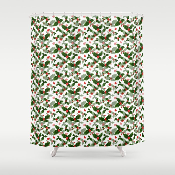 Christmas holly Shower Curtain