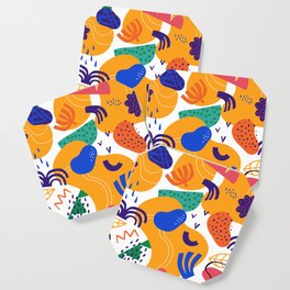 Abstract organic shape drawing seamless pattern Coaster