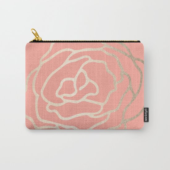 Flower in White Gold Sands on Salmon Pink Carry-All Pouch
