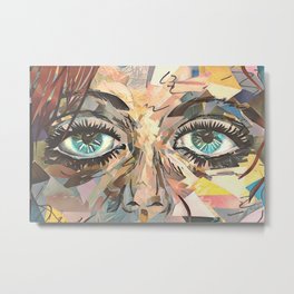 Shattered Stare Metal Print | Girl, Emotion, Paper, Redhead, Woman, Mentalhealth, Mixedmedia, Female, Collage, Staring 