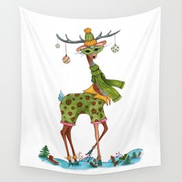 Fashion Christmas Deer 11 Wall Tapestry