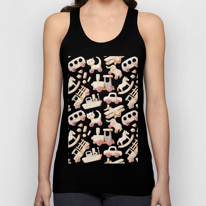 Wooden Toys Watercolor Pattern Illustration Tank Top
