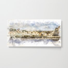 Staithes Harbour Metal Print | Yorkshire, Harbor, Digital Art, Harbour View, Photo, Staithes Uk, Waterfront, Coast, Fishing Harbor, Paint Effect 