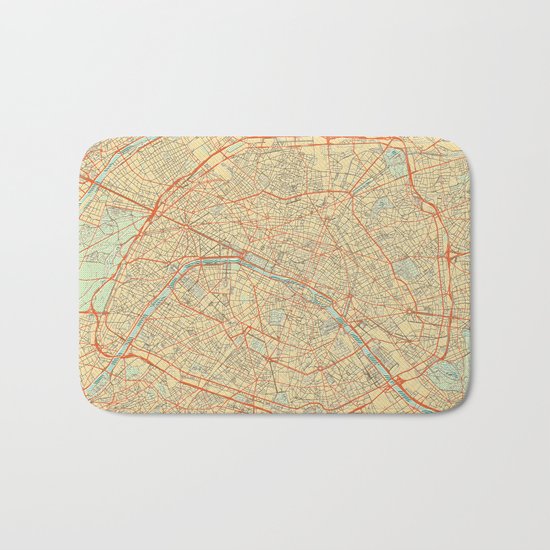 Paris Map Retro Bath Mat