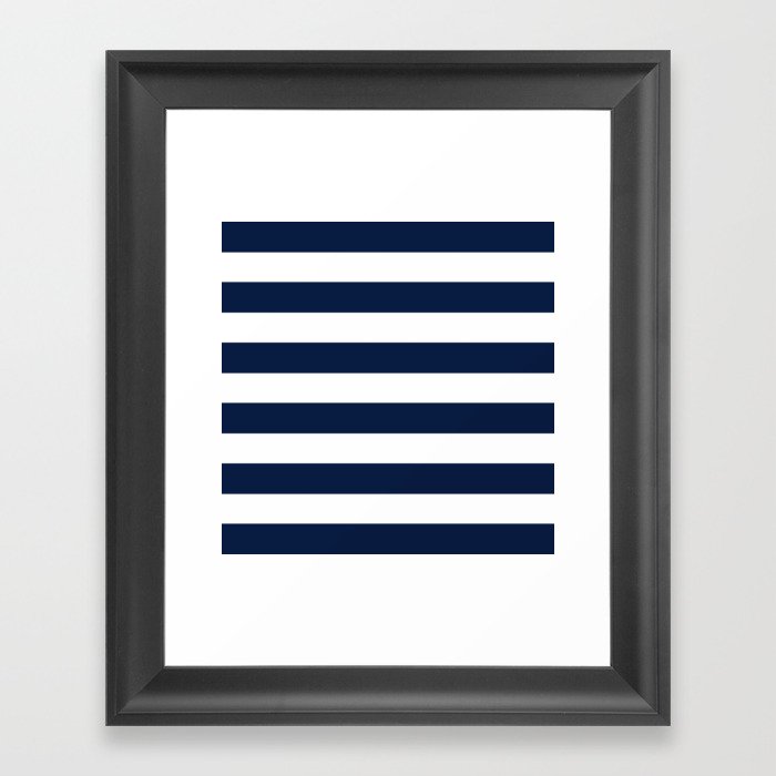 Marinière Nautical Navy Blue and White Mariniere Stripes  Framed Art Print
