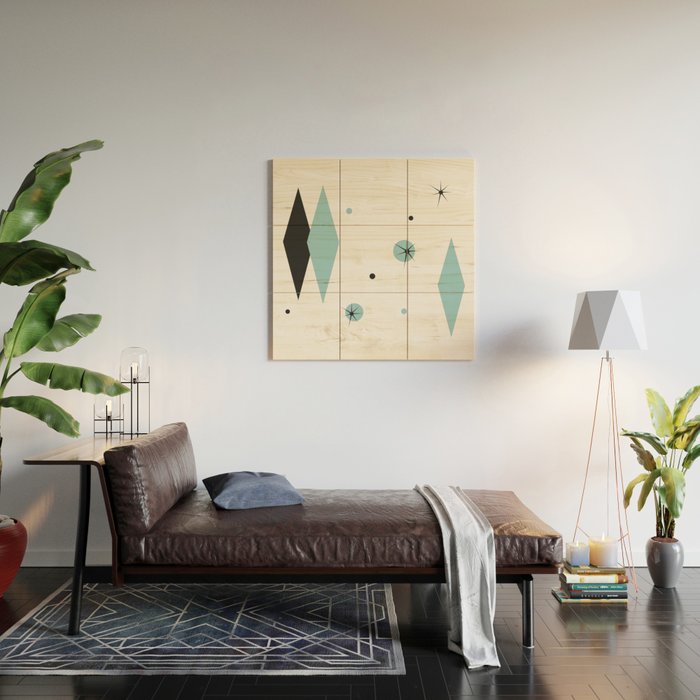 Vintage 1950s Mid Century Modern Design Wood Wall Art by