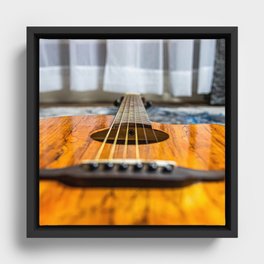 Beautiful Guitar Photography Framed Canvas