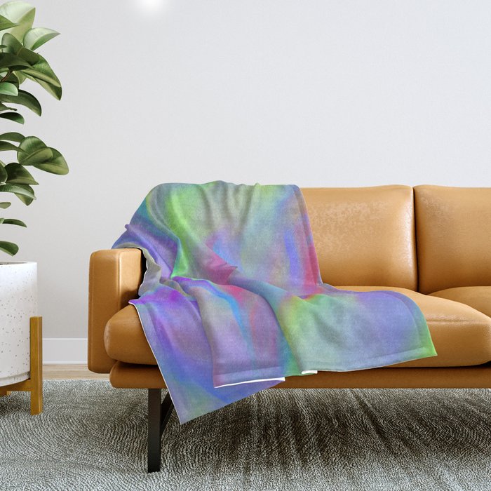 Neon Flow Nebula #12: green & blue Throw Blanket