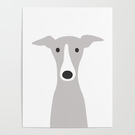 Cute Greyhound, Italian Greyhound or Whippet Cartoon Dog Poster