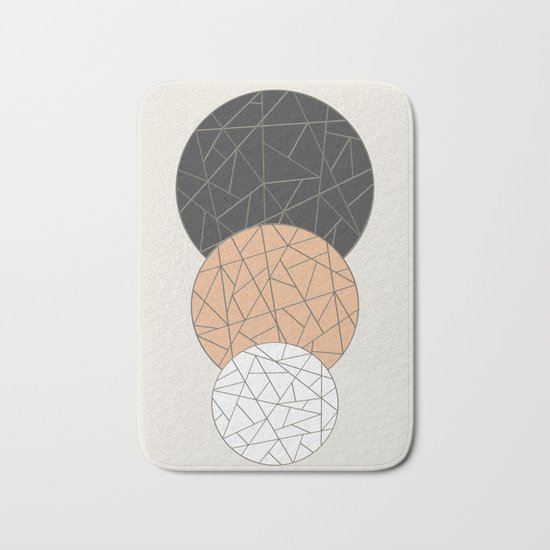 TRIAD ON BEIGE (abstract circles) Bath Mat