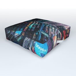 Times Square New York City Neon Lights Nighttime Landscape Painting by Jeanpaul Ferro Outdoor Floor Cushion