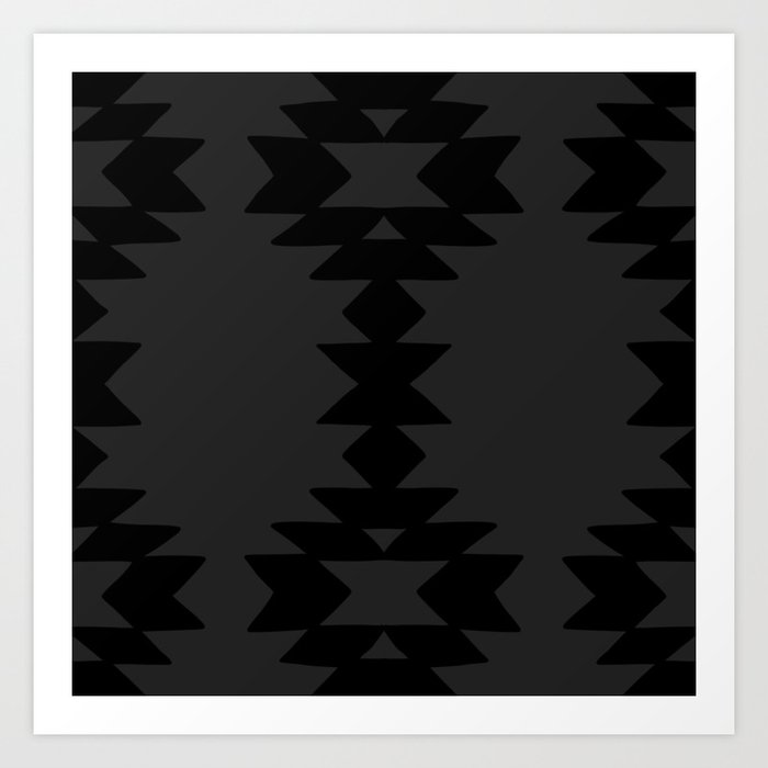 Geometric Southwestern Minimalist Pattern Matte Black Art Print