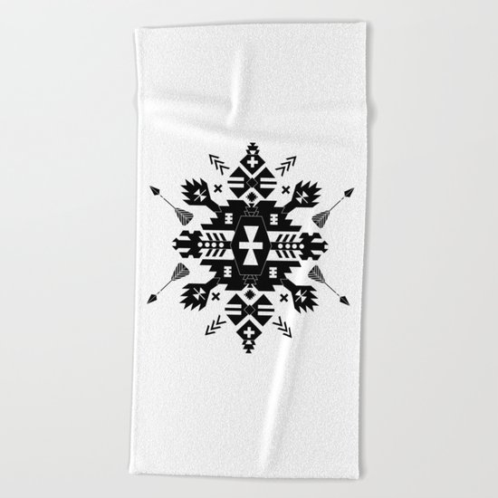 Tribal Black and White Beach Towel