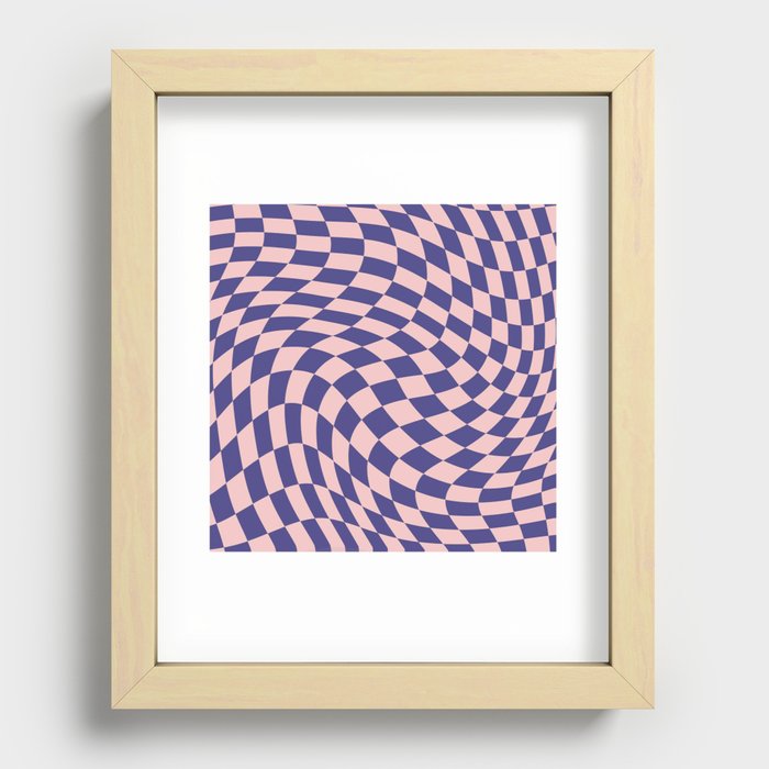 Purple and pink swirl checker Recessed Framed Print