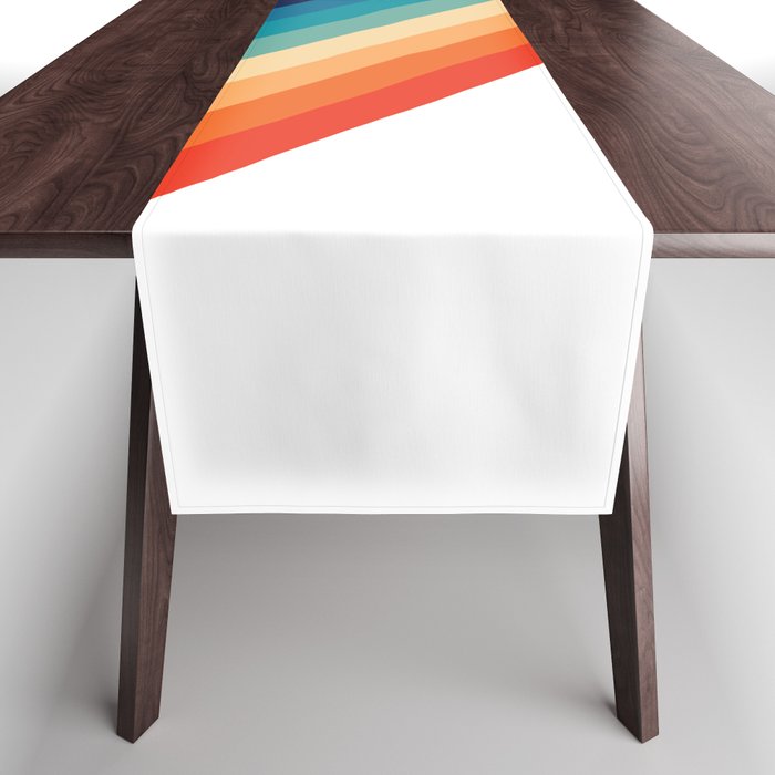 Retro 70s Stripe Colorful Rainbow Table Runner