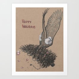 Unbelievable Eagle Happy Holidays Art Print