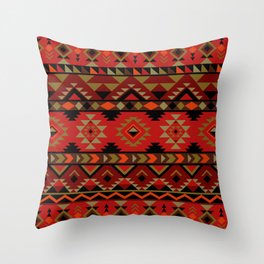 Red aztec repeated pattern Throw Pillow