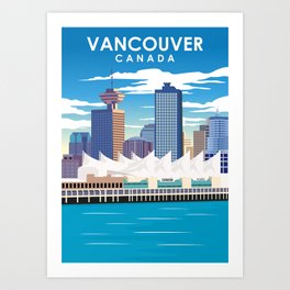 Vancouver Canada Vintage Minimal Travel Poster Art Print