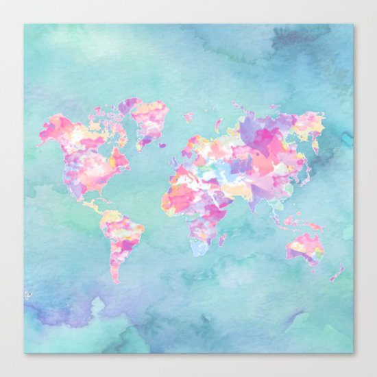 Watercolor Earth (World Travel Wanderlust) Canvas Print