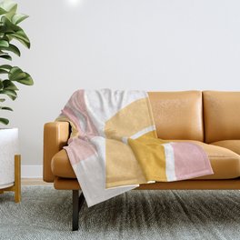 Abstract Shapes 37 in Mustard Yellow and Pale Pink Throw Blanket