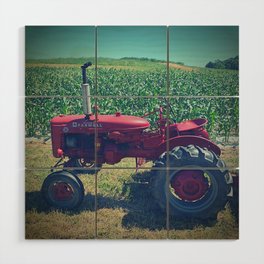 Farm Tractor Corn Field Farmer Print Wood Wall Art
