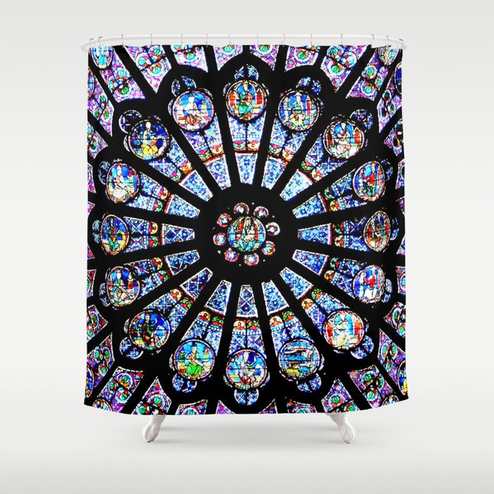 Cathedral Stained Glass Shower Curtain, Notre Dame Shower Curtain