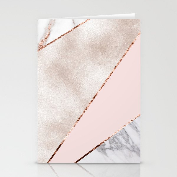 Spliced mixed rose gold marble Stationery Cards