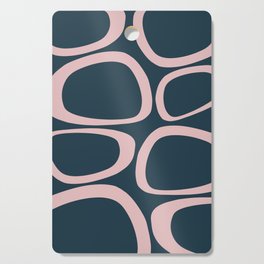 Mid Century Modern Funky Ovals Pattern Dark Blue and Pink Cutting Board