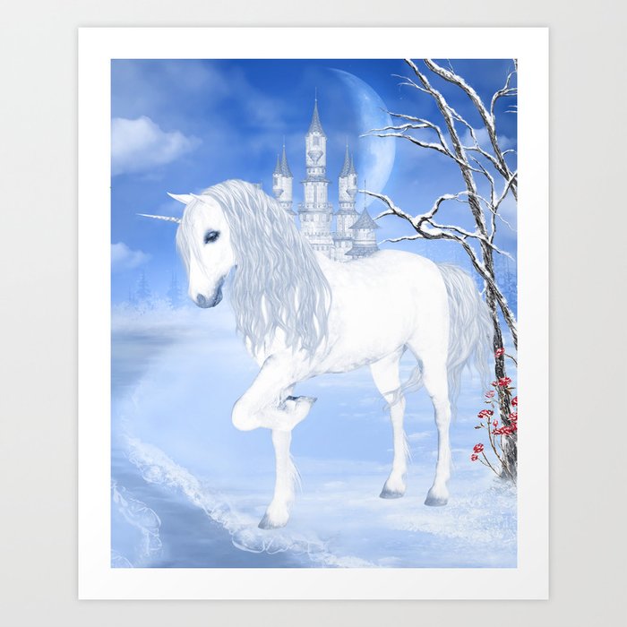 The White Unicorn Art Print