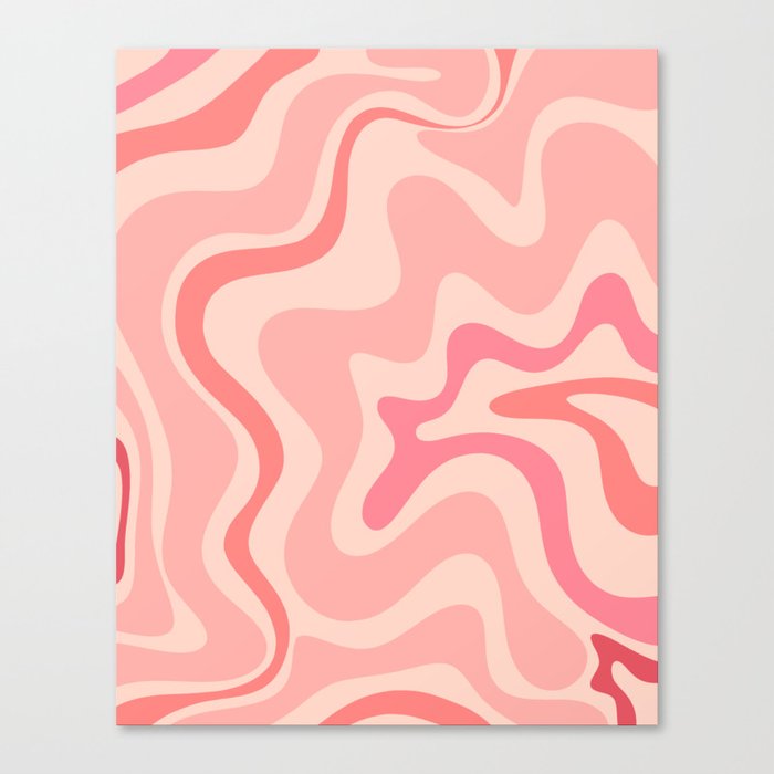 Retro Liquid Swirl Abstract in Soft Pink Canvas Print